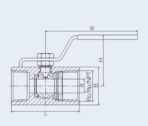 1PC TYPE BALL VALVE INTERNAL THREAD DRAWING