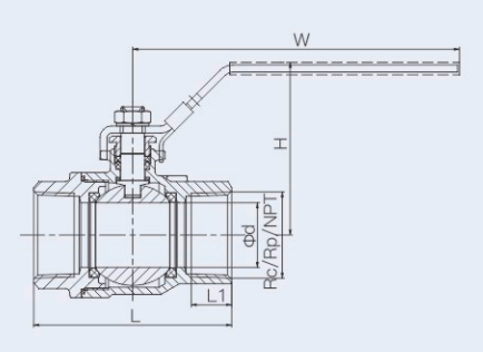 2PC TYPE BALL VALVE WITHINTERNAL THREAD DRAWING