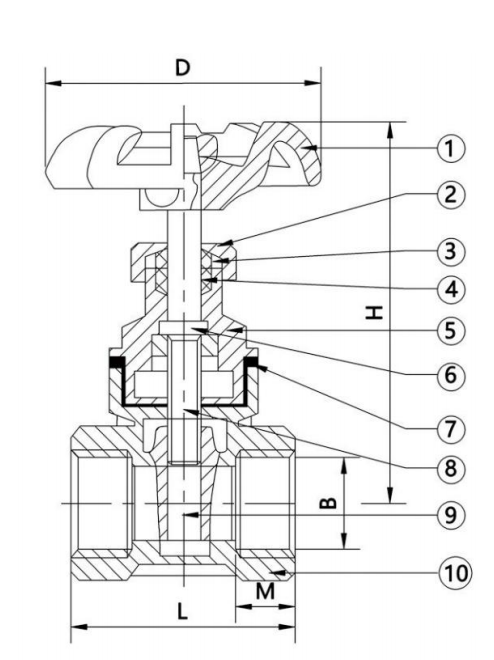 Brass Gate Valve Drawing
