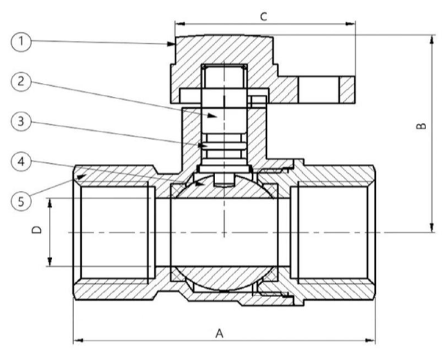 Brass Ball Valve With Locking Wing drawing