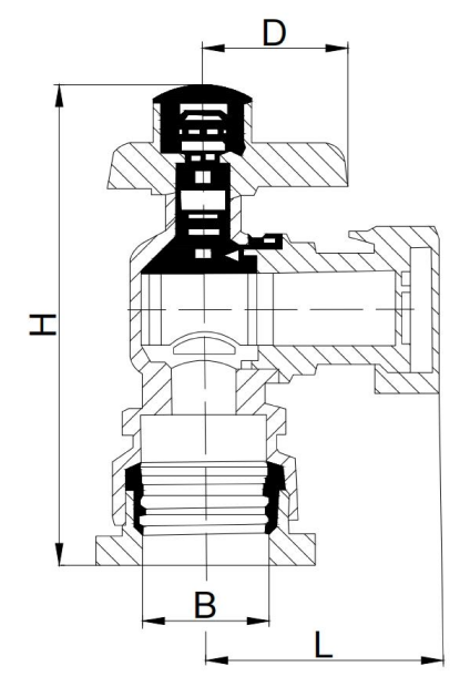Brass Lockable Angle Valve drawing
