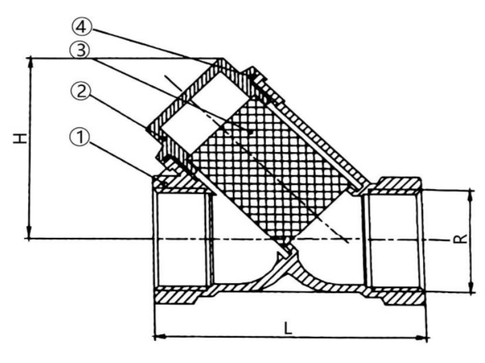 Brass Y Strainer drawing