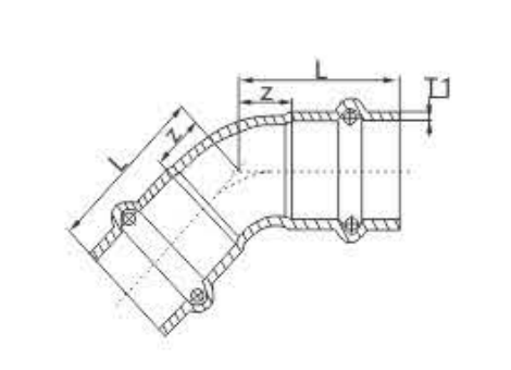 Press Fittings 45Deg Elbow drawing