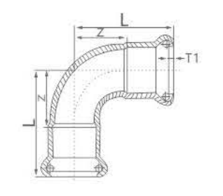 Press Fittings 90Deg Elbow drawing